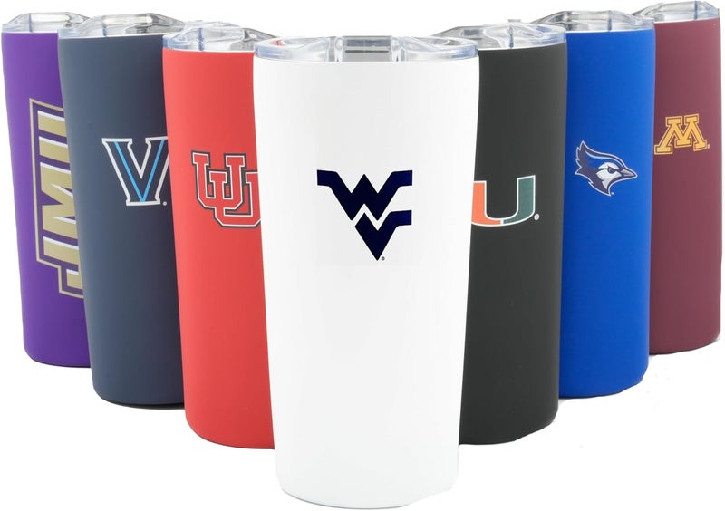 Decorvo Officially Licensed Collegiate Stainless Steel Tumbler - Double Walled Insulated Travel Tumbler with Slide Lid - 18 oz (W. Virginia - White) - Image 2